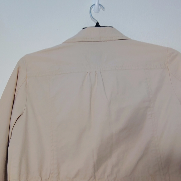 LOFT Cream Utility Jacket Cotton/Stretch Full Zip Snap Buttons ElasticCinch Sz S - Picture 9 of 12